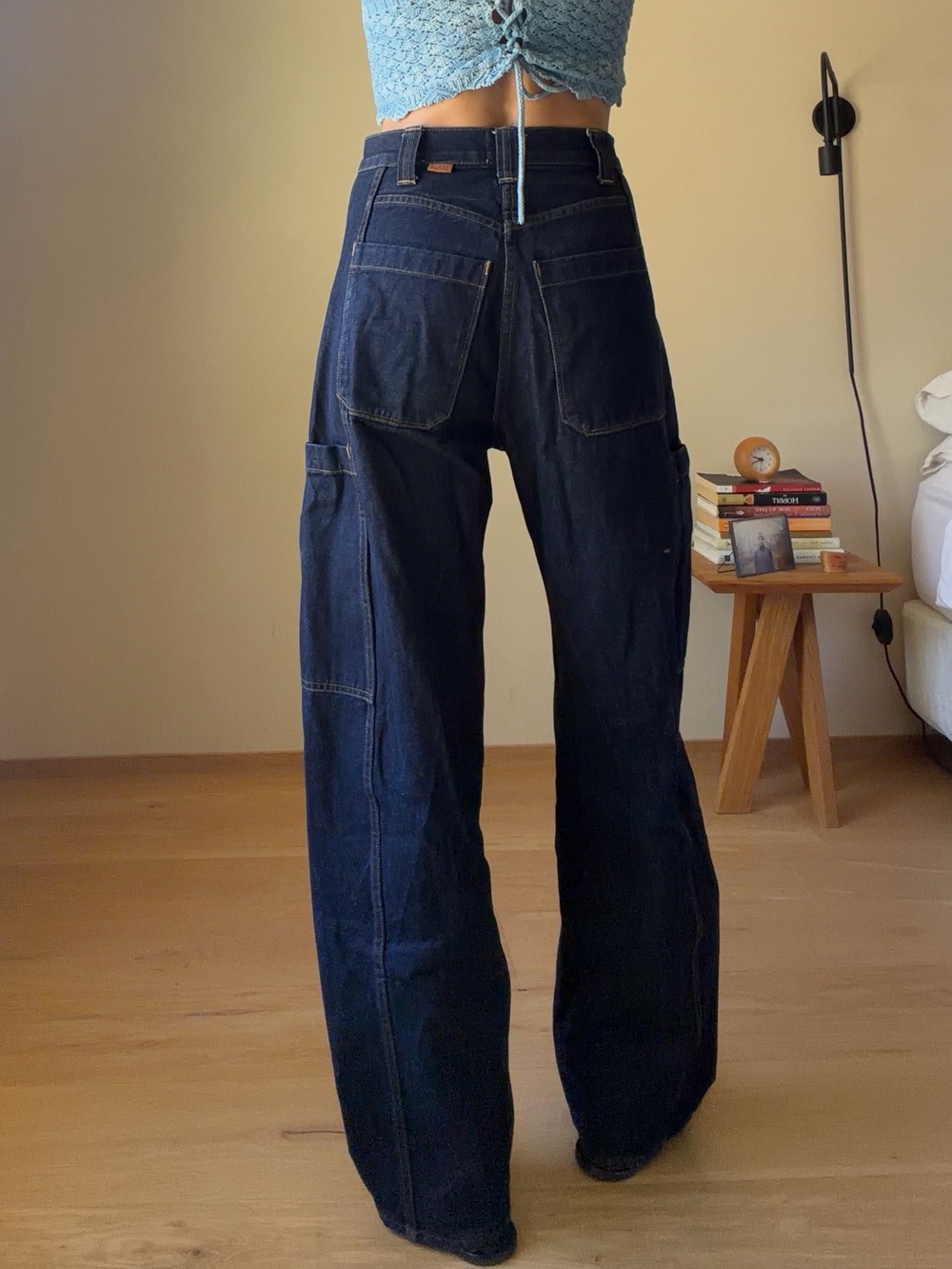High-Rise Wide Leg Dark Blue Jeans - Classic Flare - Picture 5 of 11